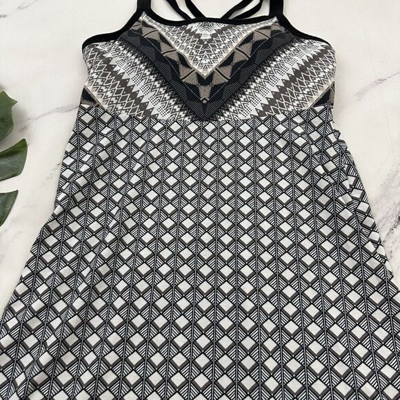 Prana Womens Cora Sundress Size S Black Gray Geometric Print Shelf Bra Stretch - Picture 3 of 10